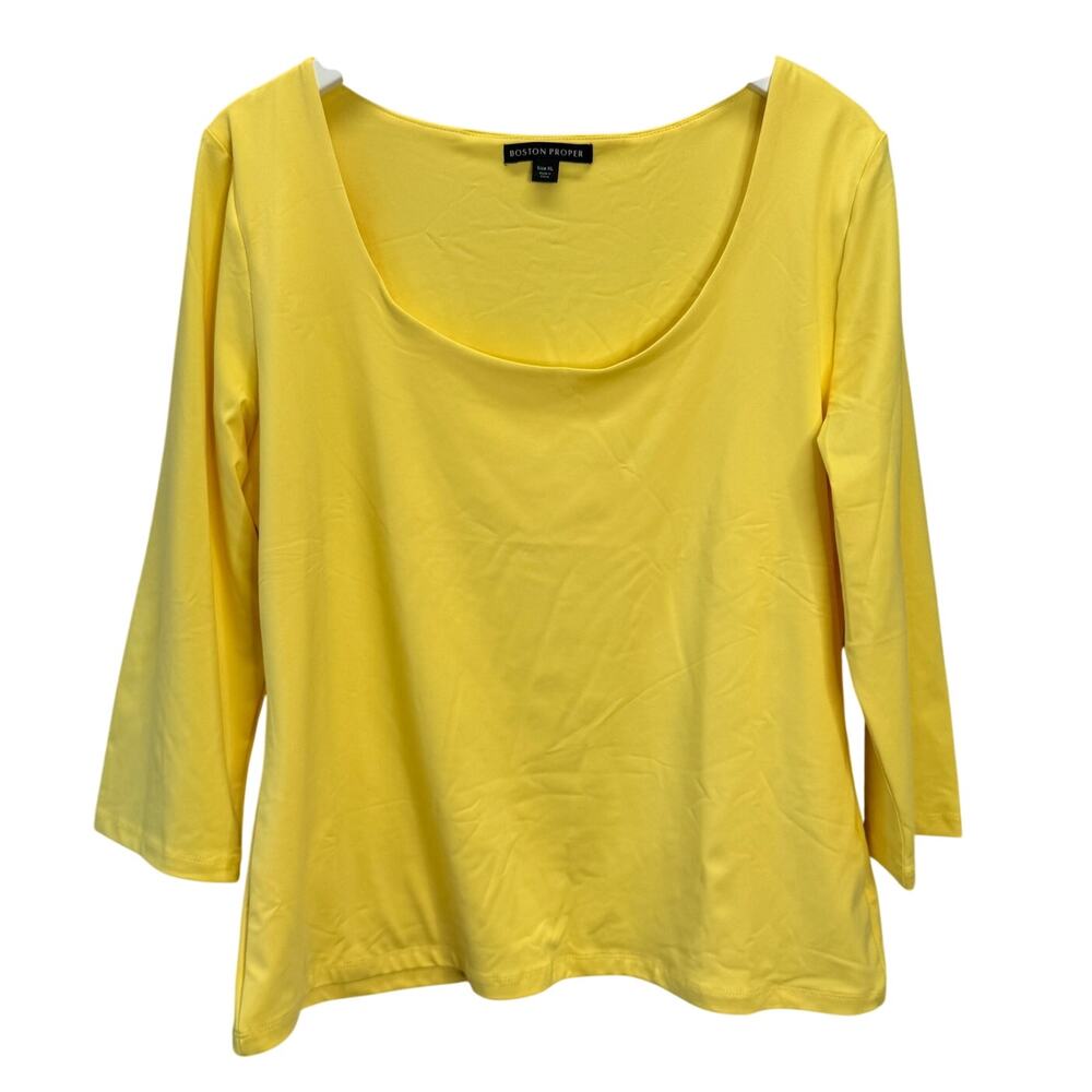 Boston Proper 3/4 Sleeve Scoop Neck Top Size XL Yellow